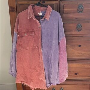 POL Pink and Purple Corduroy Shirt Size XL NWOT